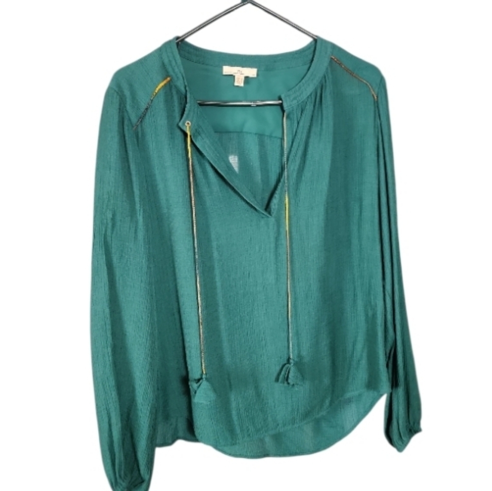 8/$25TK Teal Women's Top Size Medium Tassel